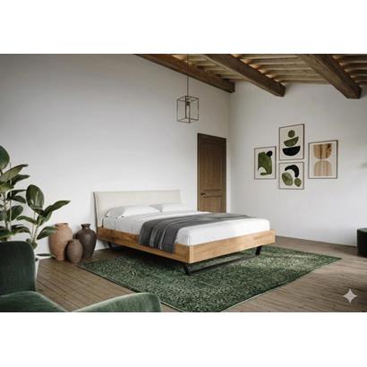 Ledikant Lecco Massief Eiken / Ribstof 140 x 200 cm                                                