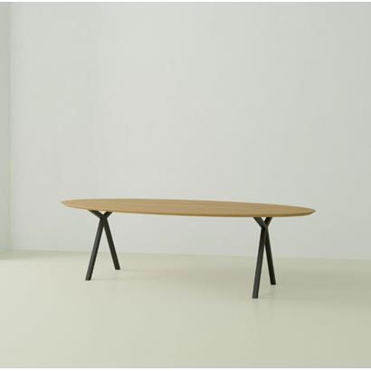 Eettafel Slim X-Type Ovaal Zwart 300x120x4 cm                                                