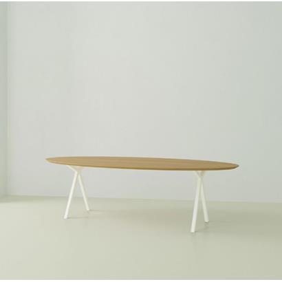 Eettafel Slim X-Type Ovaal Wit 300x120x4 cm                                                