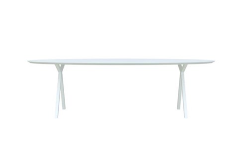 Eettafel Slim X-Type Ovaal Wit 220x120x3 cm                                                