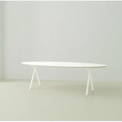 Eettafel Slim X-Type Ovaal Wit 220x120x3 cm                                                