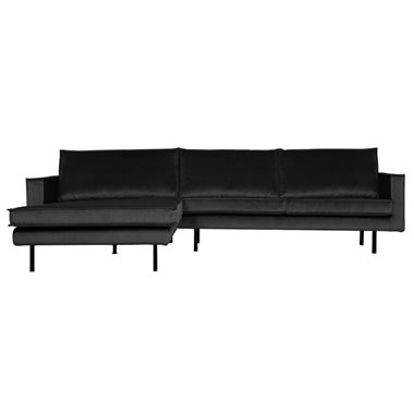 BePureHome 3-Zits Bank Rodeo Met Chaise Longue Velvet Links