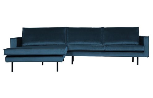 BePureHome 3-Zits Bank Rodeo Met Chaise Longue Velvet Links