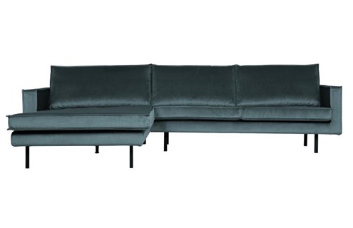 BePureHome 3-Zits Bank Rodeo Met Chaise Longue Velvet Links