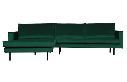 BePureHome 3-Zits Bank Rodeo Met Chaise Longue Velvet Links