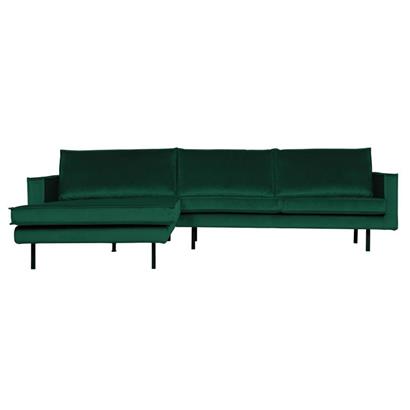 BePureHome 3-Zits Bank Rodeo Met Chaise Longue Velvet Links