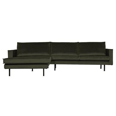 BePureHome 3-Zits Bank Rodeo Met Chaise Longue Velvet Links