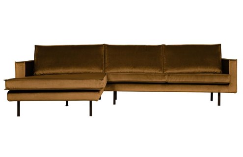 BePureHome 3-Zits Bank Rodeo Met Chaise Longue Velvet Links