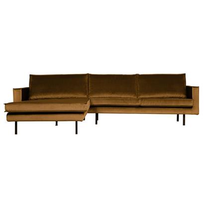 BePureHome 3-Zits Bank Rodeo Met Chaise Longue Velvet Links