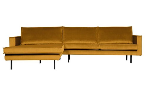 BePureHome 3-Zits Bank Rodeo Met Chaise Longue Velvet Links