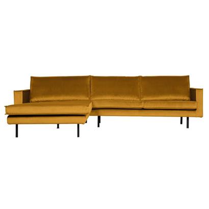 BePureHome 3-Zits Bank Rodeo Met Chaise Longue Velvet Links