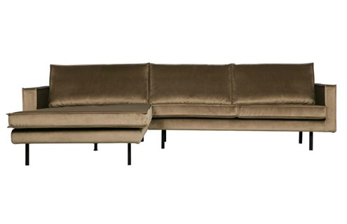 BePureHome 3-Zits Bank Rodeo Met Chaise Longue Velvet Links