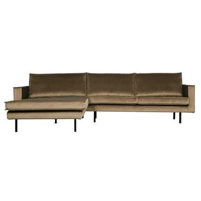 BePureHome 3-Zits Bank Rodeo Met Chaise Longue Velvet Links