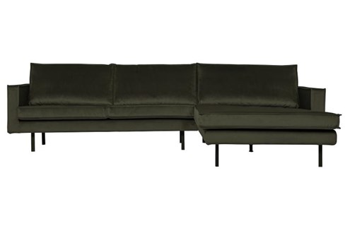 BePureHome 3-Zits Bank Rodeo Met Chaise Longue Velvet Rechts