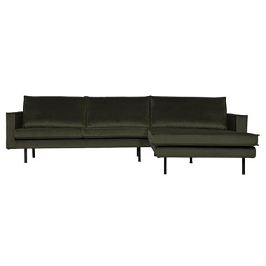 BePureHome 3-Zits Bank Rodeo Met Chaise Longue Velvet Rechts