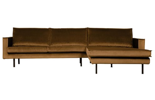 BePureHome 3-Zits Bank Rodeo Met Chaise Longue Velvet Rechts