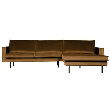 BePureHome 3-Zits Bank Rodeo Met Chaise Longue Velvet Rechts