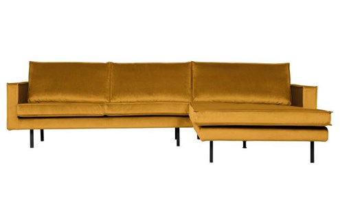 BePureHome 3-Zits Bank Rodeo Met Chaise Longue Velvet Rechts