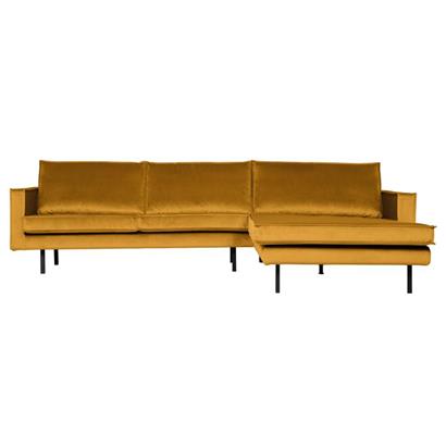 BePureHome 3-Zits Bank Rodeo Met Chaise Longue Velvet Rechts