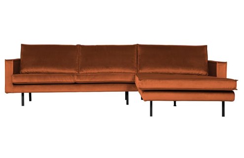 BePureHome 3-Zits Bank Rodeo Met Chaise Longue Velvet Rechts