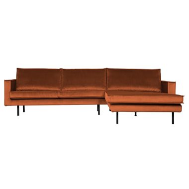 BePureHome 3-Zits Bank Rodeo Met Chaise Longue Velvet Rechts