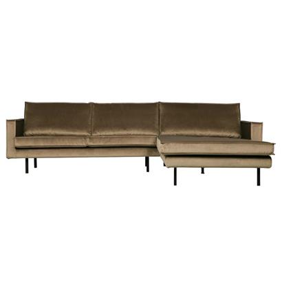 BePureHome 3-Zits Bank Rodeo Met Chaise Longue Velvet Rechts