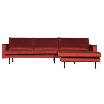 BePureHome 3-Zits Bank Rodeo Met Chaise Longue Velvet Rechts