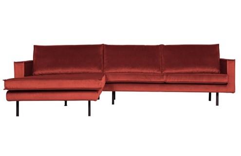 BePureHome 3-Zits Bank Rodeo Met Chaise Longue Velvet Links