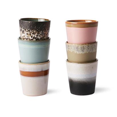 HKliving 70's Koffiemok Set van 6