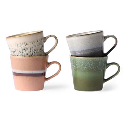 HKliving 70's Cappuccino Mok Set van 4
