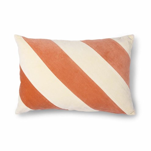 HKliving Sierkussen Striped Velvet Peach/Cream