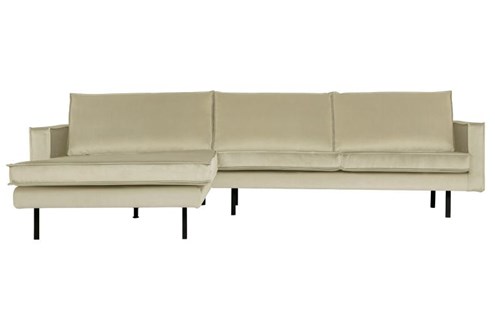 BePureHome 3-Zits Bank Rodeo Met Chaise Longue Velvet Links