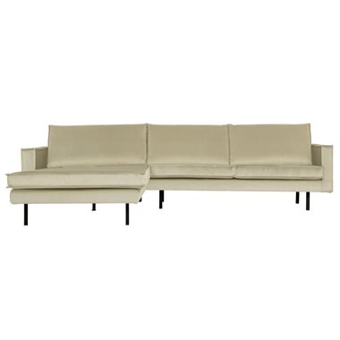 BePureHome 3-Zits Bank Rodeo Met Chaise Longue Velvet Links