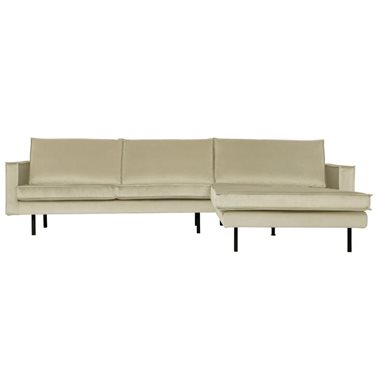 BePureHome 3-Zits Bank Rodeo Met Chaise Longue Velvet Rechts