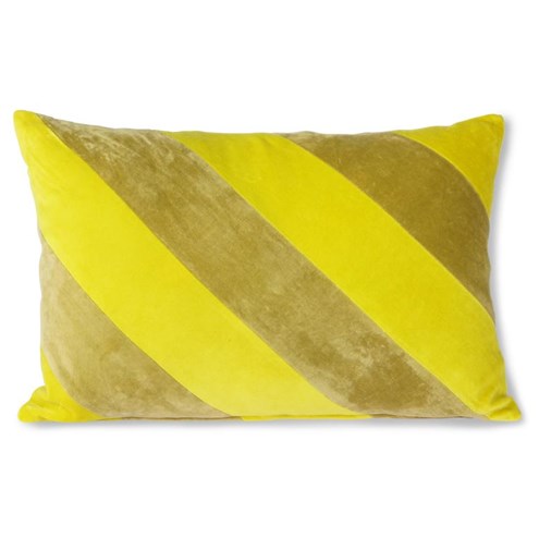 HKliving Sierkussen Striped Velvet Yellow/ Green