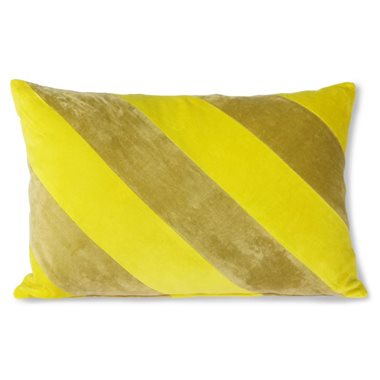 HKliving Sierkussen Striped Velvet Yellow/ Green