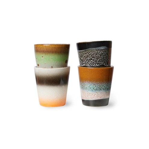 HKliving 70's Ristretto Kopjes Good Vibes - Set van 4