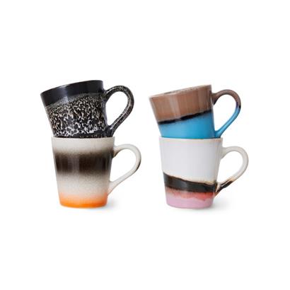 HKliving 70's Espresso Kopjes Funky - Set van 4