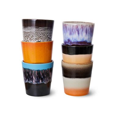 HKliving 70's Koffiemok Stellar - Set van 6