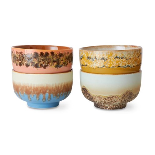 HKliving 70's Noodle Schaal Seabreeze Set van 4