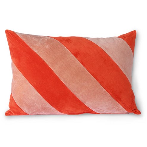 HKliving Sierkussen Striped Velvet Red/Pink