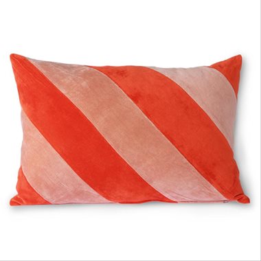 HKliving Sierkussen Striped Velvet Red/Pink