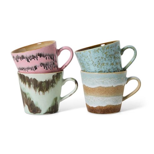 HKliving 70's Cappuccino Mokken Dada Set van 4