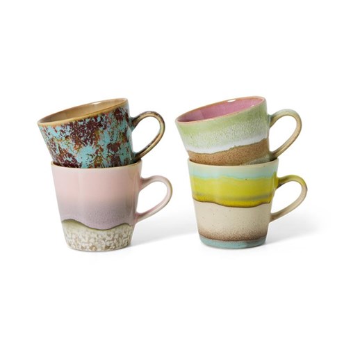 HKliving 70's Americano Mok Rococo - Set van 4