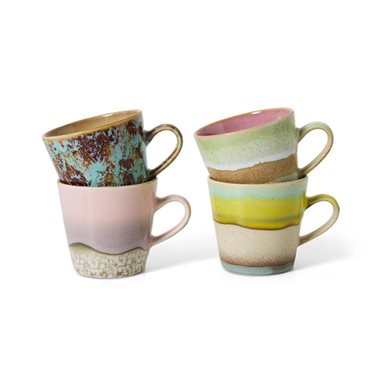 HKliving 70's Americano Mok Rococo - Set van 4