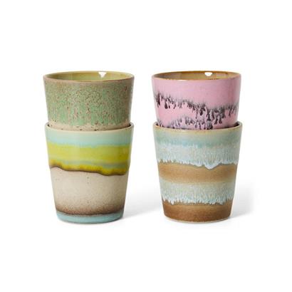 HKliving 70's Koffiemok Pop Art - Set van 4