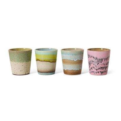 HKliving 70's Koffiemok Pop Art - Set van 4