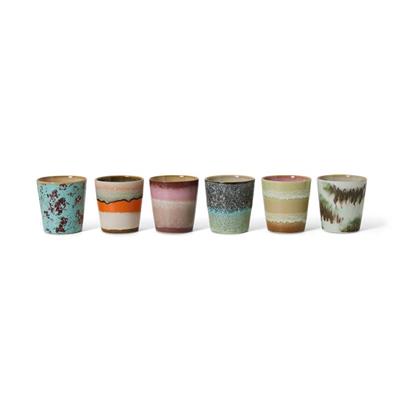 HKliving 70's Koffiemok Surreal - Set van 6