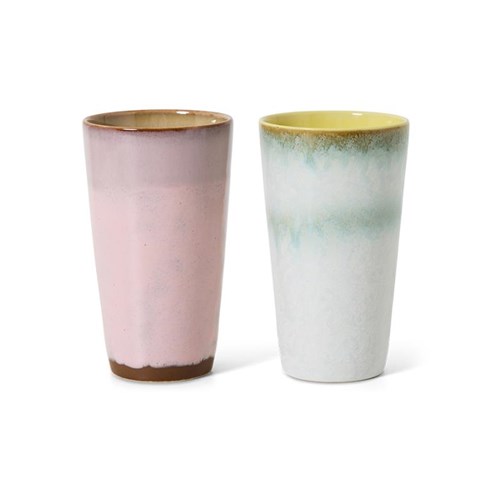 HKliving 70's Latte Machiatto Mok Fresco - Set van 2
