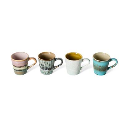 HKliving 70's Espresso Kopjes Softness - Set van 4